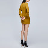 Women Spring Dress Spring and Autumn Socialite Turn-down Collar Coat Yellow Suit Coat Dress
