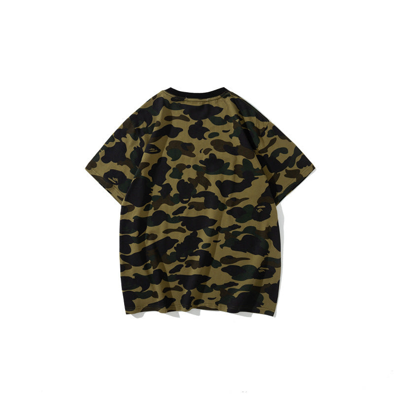 Wgm Shirt Bape Shark Head Digital Printing Casual Sports Short Sleeve