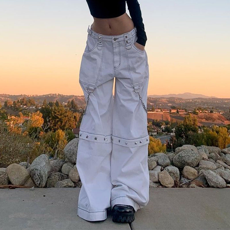 Julia Fox Low Rise Trousers Jeans Hip Hop Casual Pants Straight