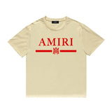 Amiri T Shirt Printed Casual Hip Hop round Neck Short Sleeve T-shirt