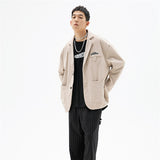 Corduroy Varsity Jacket Autumn Coat Vintage Loose Comfortable Corduroy Embroidered Suit Jacket for Men