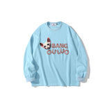 Mens Fall Outfits Thin Sweater Male and Female Couples Wear Loose Leopard Print Letters Printed Crew Neck Top