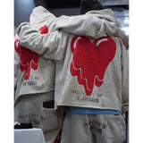 Grafitti Sweatshirts Vintage Painted Red Heart Hoodie Coat