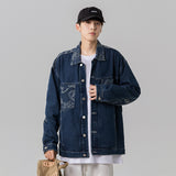 Denim Jacket Men's Autumn and Winter Jacquard Loose Student Top All-Matching Jacket