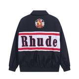 Rhude Hoodie Badge Embroidered Jacket Men's and Women's Jacket