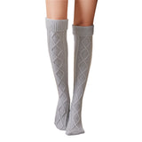 Winter Chunky Cable Thick Knit Thigh High Socks Long Stockings Boot Solid Color Knee Socks Mid-Calf Length Loose Socks
