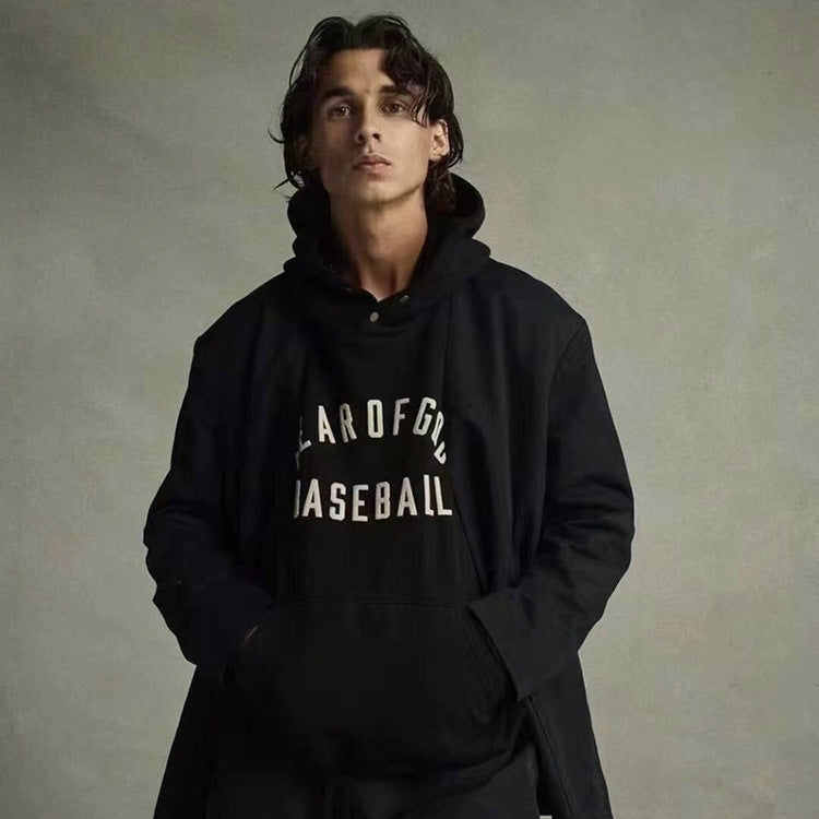 Fog Fear of God Essentials Hoodie Baseball Flocked Printed Sweatshirt Loose-Fitting Hoodie Men