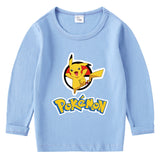 Children Pokemon Pikachu Hoodie Cotton T-shirt Crew Neck