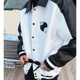 Cream Color Varsity Jacket PU Leather Jacket Coat