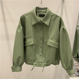 Women PU Leather Jacket Biker Motorcycle Coat Spring New Baggy Casual Jacket Leather Coat
