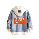 Comic Denim Jacket Printed Fashionable Loose Men's Hooded Jacket