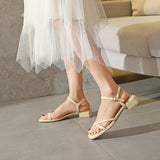 Nude Strappy Block Heels Chunky Heel Sandals