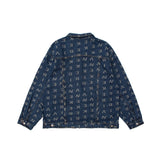 Men Denim Coat Jean Jackets Letter Full Jacquard Denim Jacket Men's Polo Collar Jacket Denim Jacket