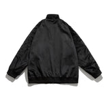 Black Varsity Jacket Autumn Embroidery Casual Loose Multi-Pocket Workwear Coat Men's Jacket