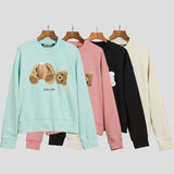 Palm Angels Sweatshirts Angel Broken Bear Embroidered Crew Neck Loose Coat