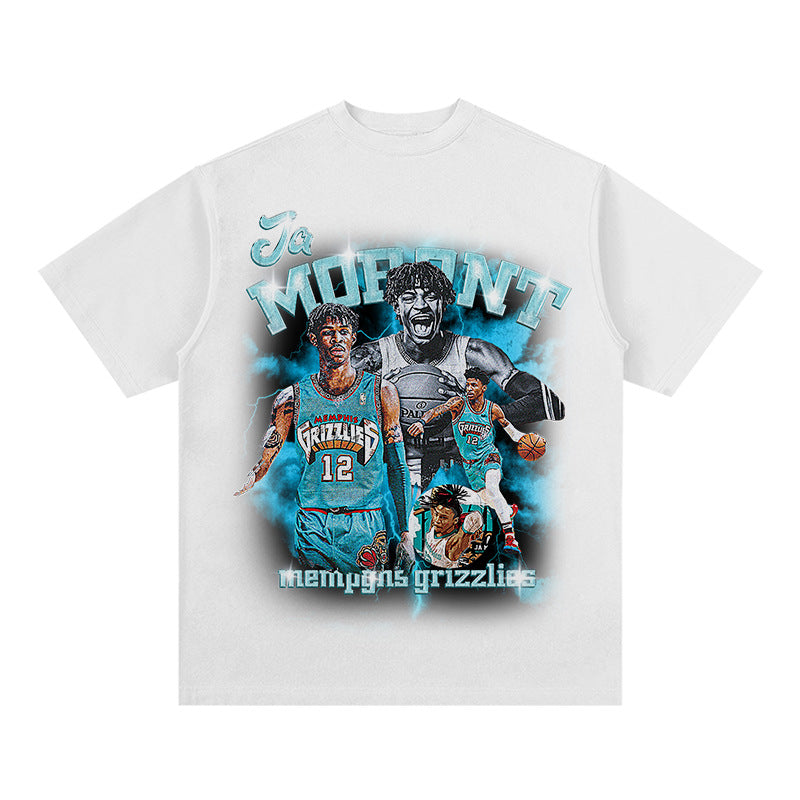JA Morant Shirt -Ja Morant Printed Short Sleeve Loose Vintage Sport