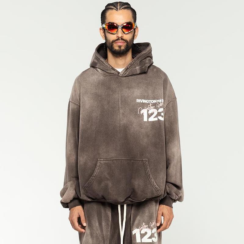 Rrr123 Hoodie Trendy Loose Casual Faded 123 Digital Printed Hoodie