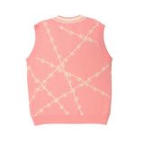 Men Sweater Vest Heart Jacquard Sleeveless Sweater Vest Men's Idle Style Loose V-neck Sweater Vest Coat