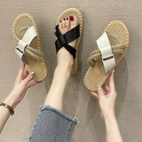 Women Open Toe Sandals Flats Large Size Flat Bottom Flip-Flops Casual Sandals