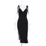 Mini Club Dresses Low-Cut Sexy V-neck Knitted Gown Dress