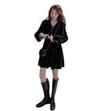 Aesthetic Dress Vintage Velvet Black Dress Women's Autumn Dress Coat