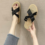 Women Open Toe Sandals Flats Large Size Flat Bottom Flip-Flops Casual Sandals