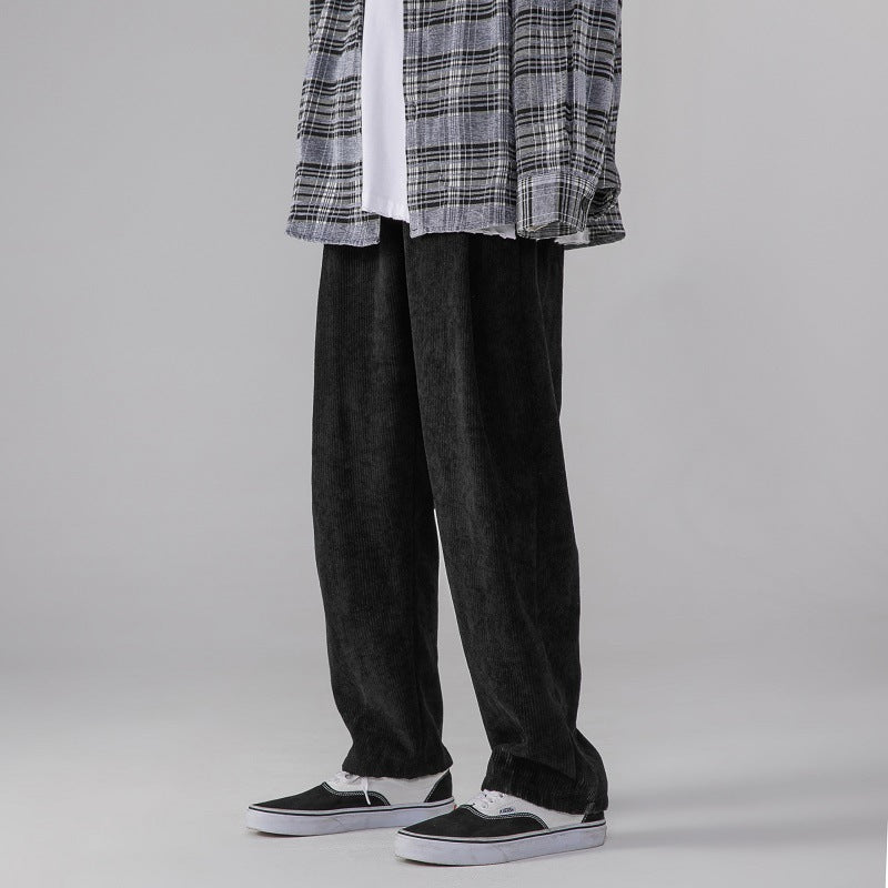 Mens Corduroy Pants Warm-Keeping Pants Loose Student Straight Wide Leg Thickened Casual Pants for Women