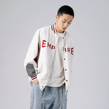 White Varsity Jacket Spring/Summer Men's Jacket College Style Embroidered Loose Baseball Jacket Men's Jacket