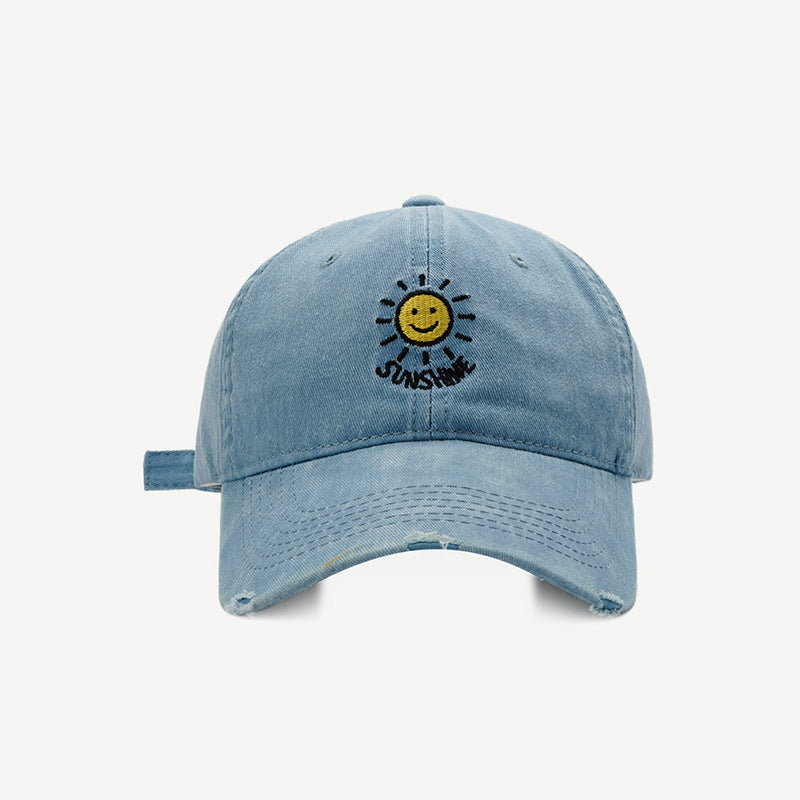 Smiley Face Cap Sun Smiley Face English Embroidered Baseball Cap