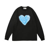 Mens Fall Outfits Long Sleeve T-shirt Autumn and Winter Loose Love Cartoon Inner Wear Blouse