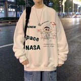 Men Sweatshirts Autumn and Winter Fleece Sweater Men's round Neck Baggy Coat