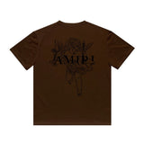 Amiri T Shirt Angel Sketch Printed Casual Hip Hop Short Sleeve T-shirt