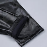 Mens Leather Pants Camouflage Young And Middle-Aged Leather Pants Men 'S Stretch Slim PU Leather Pants
