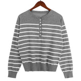 Women Fall Outfits Autumn and Winter Loose Long Sleeve Striped Sweater