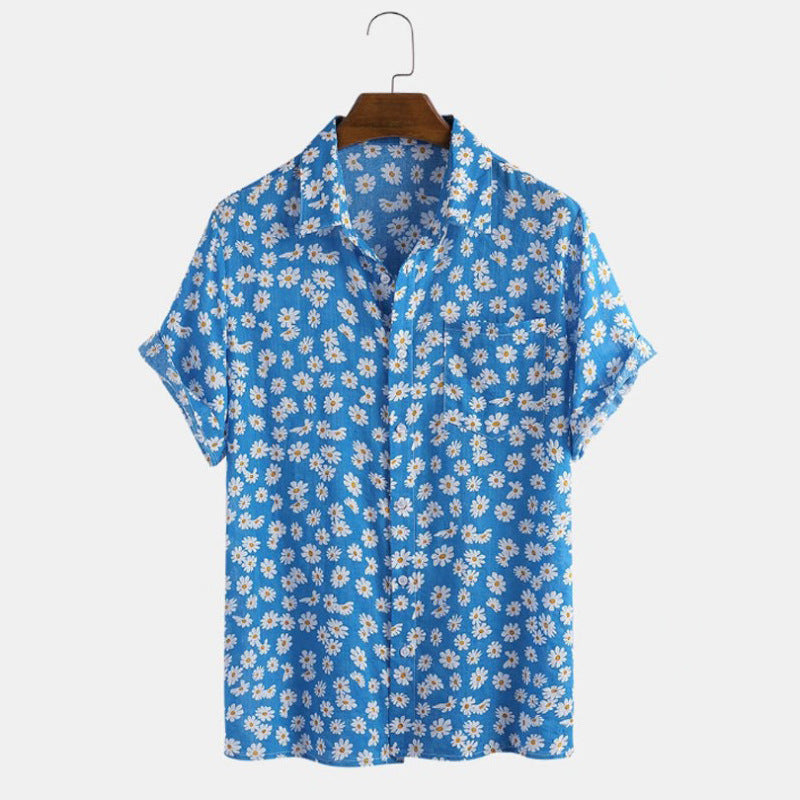 Men Hawaii Shirts Short Sleeve Printed Shirt Summer