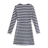Women Fall Fall Striped Knitted Dress Slim-Fit Contrast Colors Short Skirt