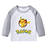 Children Pokemon Pikachu Hoodie Spring and Autumn Children's T-shirt round Neck