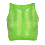Music Festivals Rave Outfits Girls Tops Summer Women's round Neck Sleeveless Sexy Slim Fit