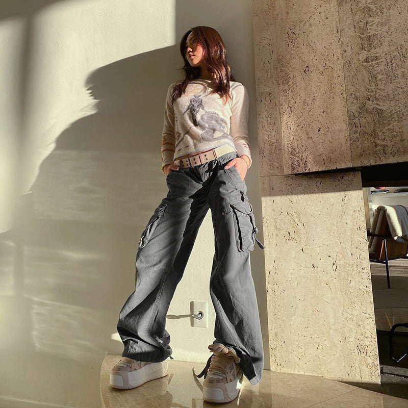 Julia Fox Low Rise Trousers Vintage Straight-Leg Denim Casual Trousers