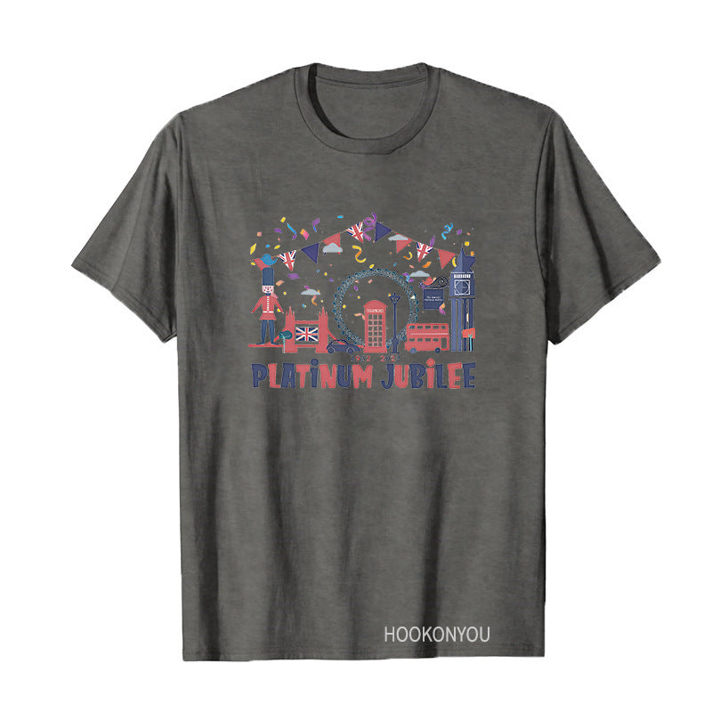 Inspired by Queen's Platinum Jubilee 2022 Elizabeth 70 Years T-shirt Printed Short Sleeve T-shirt