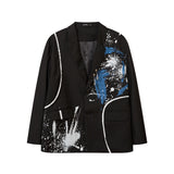 Men's Casual Suit Man Blzer Paint-Splashing Style Graffiti Burr Stitching Suit Jacket Men Loose Lapels Casual Small Suit