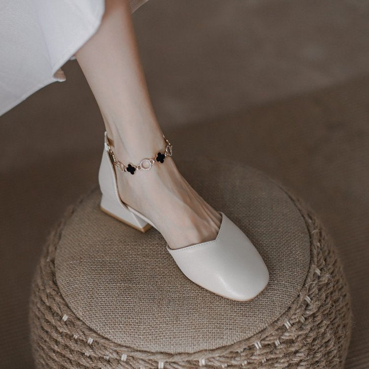 Nude Strappy Block Heels