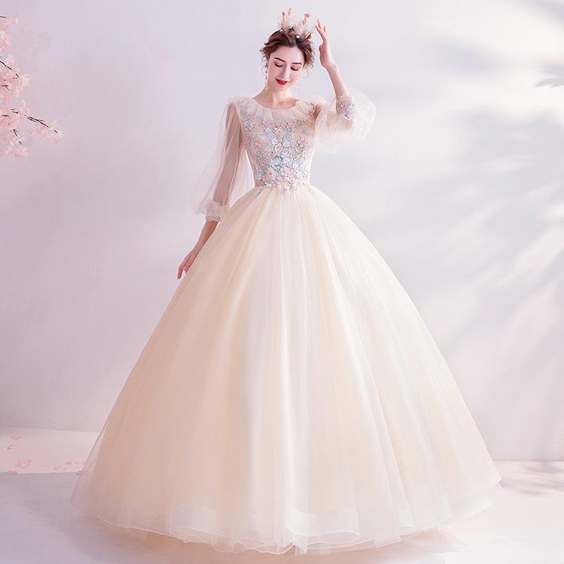 Women'S Evening Dress Ball Gown Princess Quinceanera Wedding Dresses Photography Champagne Banquet Bridal Wedding Dress Women