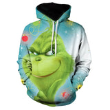 Grinch Hoodie Green Fur Monster 3D Digital Printing Men's Clothing Loose Sweater