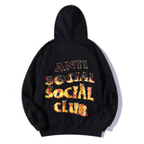 Anti Social Club Hoodie Autumn and Winter Brushed Hooded Sweater