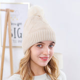 Women Winter Hats Women Winter Woolen Hat Solid Color Warm plus Fluff Knitted Hat