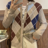 Preppy Aesthetic Sweater Spring and Autumn Vintage Loose Knitted Cardigan Sweater Coat