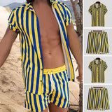Men Hawaii Shirts Printed Hawaiian Suit Shorts