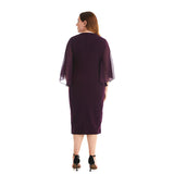 Nina Parker Black Dress plus Size Rhinestone Chiffon Bell Sleeve Dress