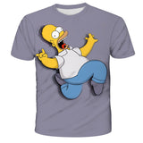 Homer Simpson Shirt Summer Printed Loose Pullover Short Sleeve